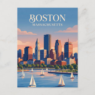 Boston Skyline USA Postcard