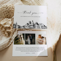 Boston Skyline Wedding Photo Thank You Card