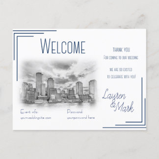 Boston Skyline Wedding Welcome Card For Gift Bags