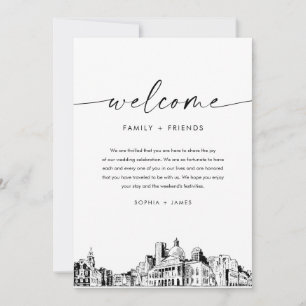 Boston Skyline Wedding Welcome Letter & Timeline Invitation