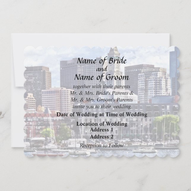 Boston Skyline With Custom House Tower Invitation (Front)