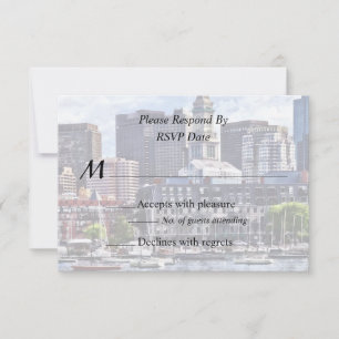 Boston Skyline With Custom House Tower RSVP Card
