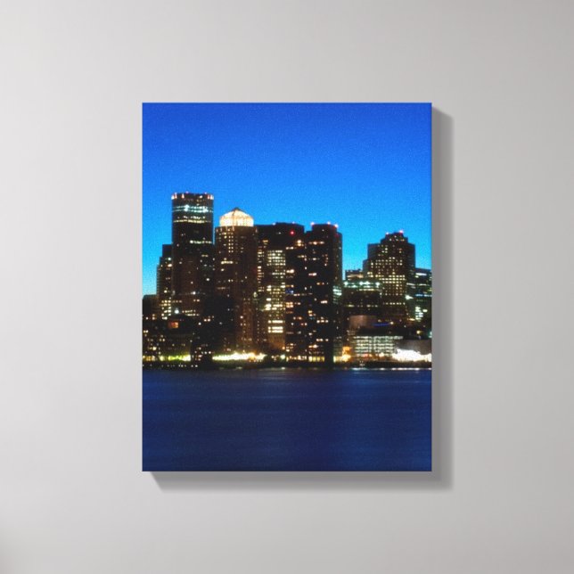 Boston skyline with moon canvas print (Front)