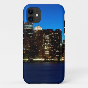 Boston skyline with moon iPhone 11 case