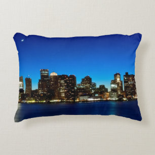 Boston skyline with moon decorative cushion