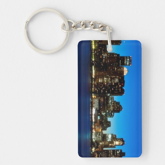 Boston skyline with moon key ring (Front)