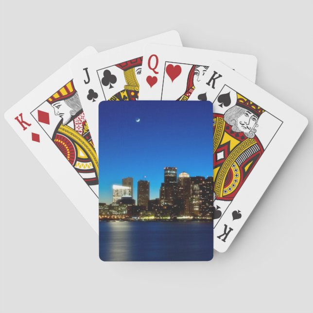 Boston skyline with moon playing cards (Back)