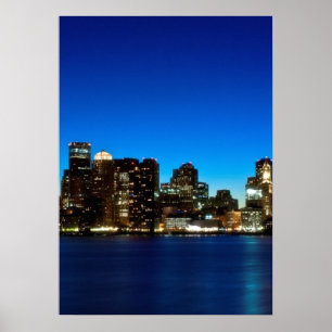 Boston skyline with moon poster