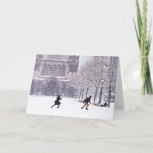 Boston snowball fight greeting card