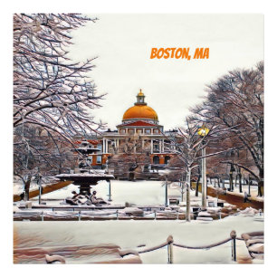 Boston State House in Winter  Photo Print