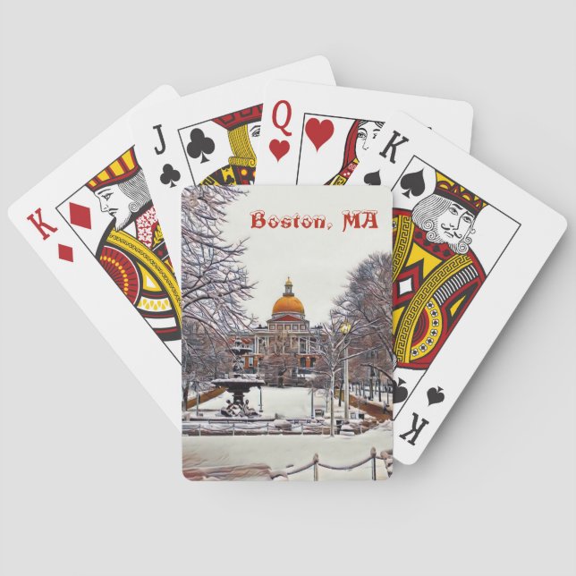 Boston State House in Winter  Playing Cards (Back)