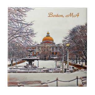 Boston State House in Winter  Tile