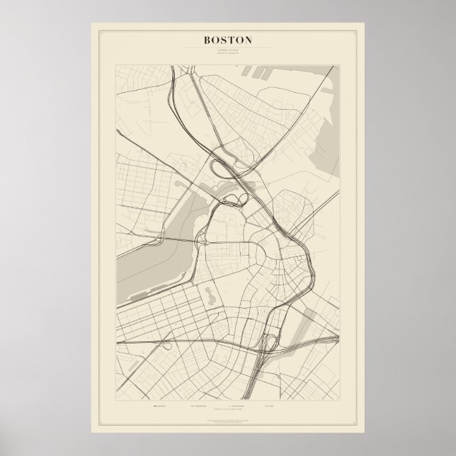 Boston Street Map Poster (Front)