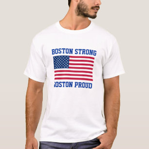 Boston Strong and Proud Patriotic American Flag T-Shirt