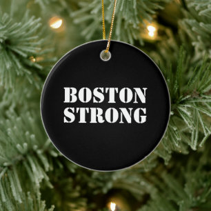 Boston Strong black and white Christmas Ceramic Tree Decoration