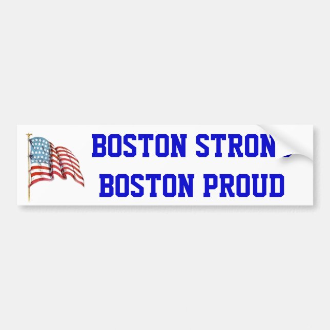 Boston Strong Boston Proud with USA American Flag Bumper Sticker (Front)