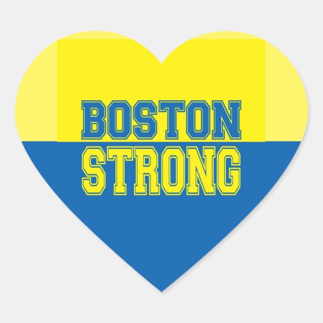 Boston Strong Gift Yellow and Blue Heart Sticker (Front)