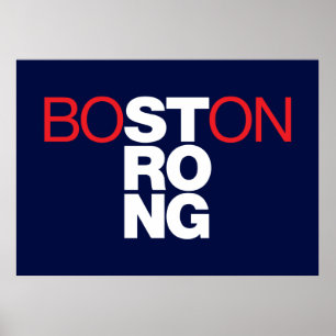 Boston Strong Helvetica Poster on navy blue