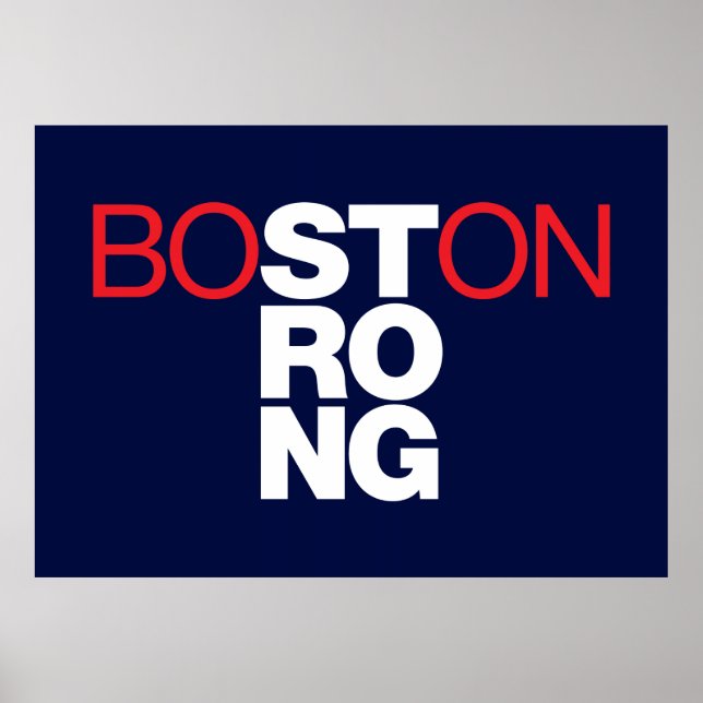 Boston Strong Helvetica Poster on navy blue (Front)