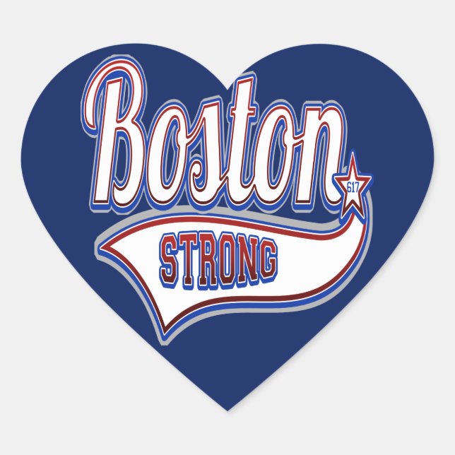 Boston Strong Hockey Curling Heart Sticker (Front)