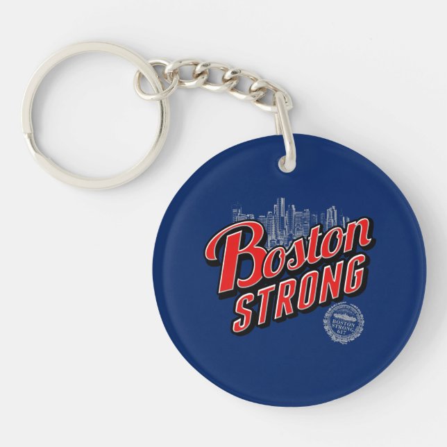Boston Strong in red and blue decor Key Ring (Front)