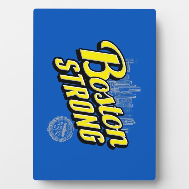 Boston Strong on a Blue Decor Plaque (Front)