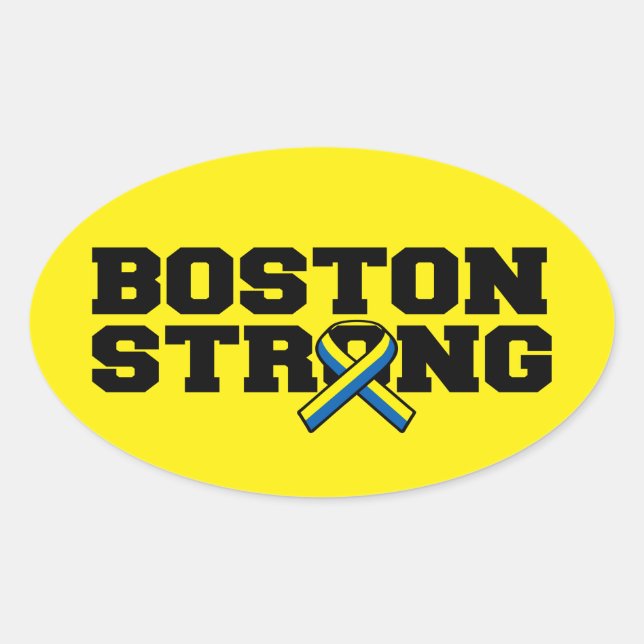 BOSTON STRONG Ribbon graphic Oval Sticker (Front)