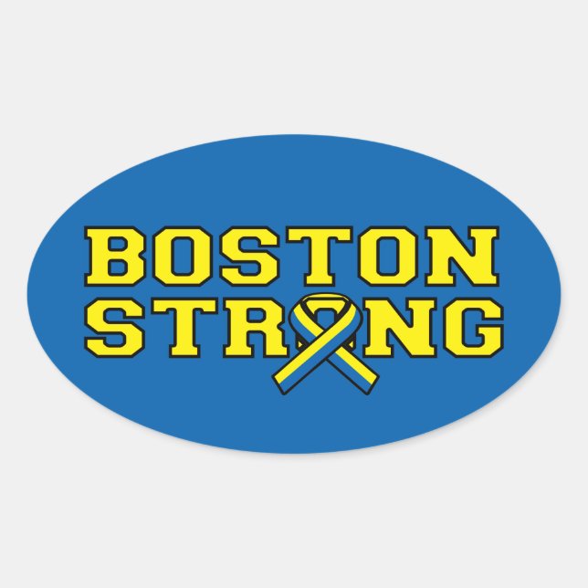 BOSTON STRONG Ribbon graphic Oval Sticker (Front)