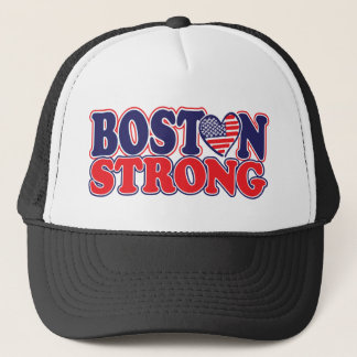 Boston Strong With Amricah Heart Trucker Hat