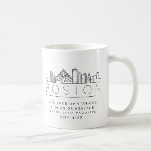 Boston Stylized Skyline   Custom Slogan Coffee Mug