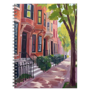 Boston Summer Massachusetts Brownstone Houses Notebook