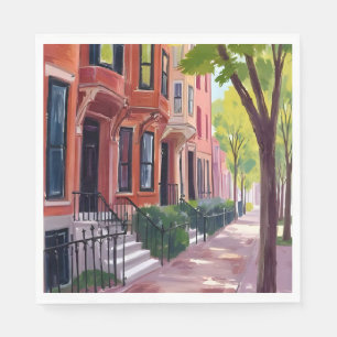 Boston Summer Massachusetts Brownstones Napkin