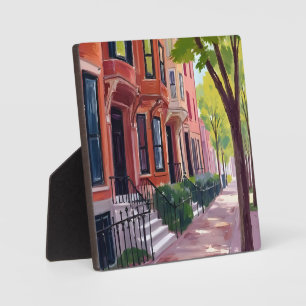 Boston Summer Massachusetts Brownstones Plaque
