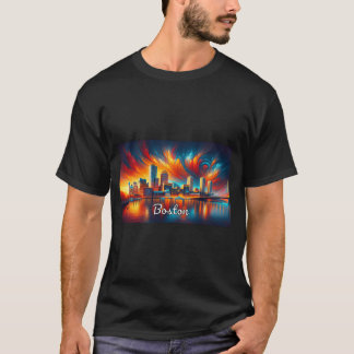 Boston Sunset Skyline - Cityscape Splendour  T-Shirt