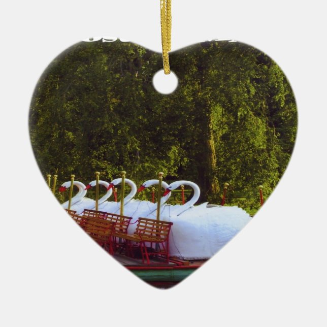 Boston Swan Boats Ceramic Tree Decoration (Front)
