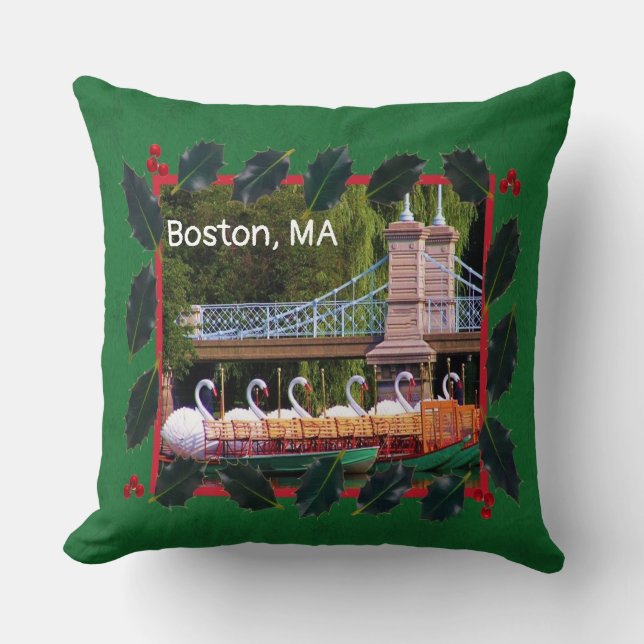 Boston Swan Boats - Happy Holidays Cushion (Front)