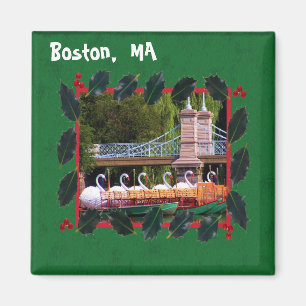 Boston Swan Boats - Happy Holidays Magnet