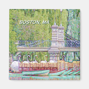 Boston Swan Boats in Pencil and Ink Filter Magnet