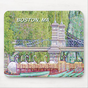 Boston Swan Boats in Pencil and Ink Filter Mouse Mat