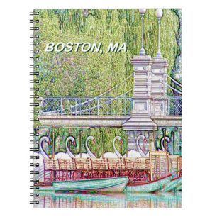 Boston Swan Boats in Pencil and Ink Notebook