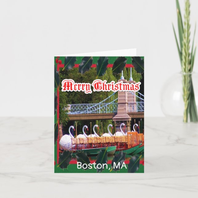 Boston Swan Boats - Merry Christmas Card (Front)