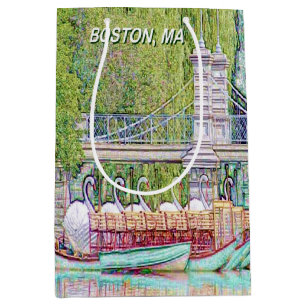 Boston Swan Boats Pencil and Ink Medium Gift Bag