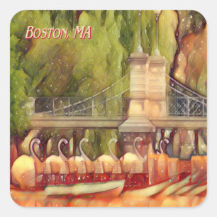Boston Swan Boats Summer Filter Square Sticker