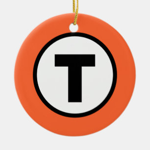 Boston T Orange Line Ceramic Tree Decoration