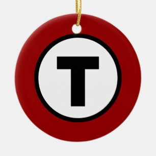 Boston T Red Line Ceramic Tree Decoration