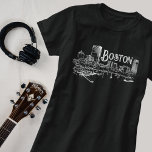 Boston T-Shirt<br><div class="desc">Boston as seen from across the river. Vintage-style sketch with distressed lettering.</div>