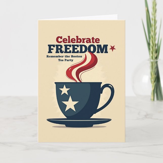 Boston Tea Party Day Patriotic Freedom with Stars Card (Front)
