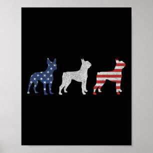 Boston Terrier 4th Of July Dog Patriotic Usa Flag Poster