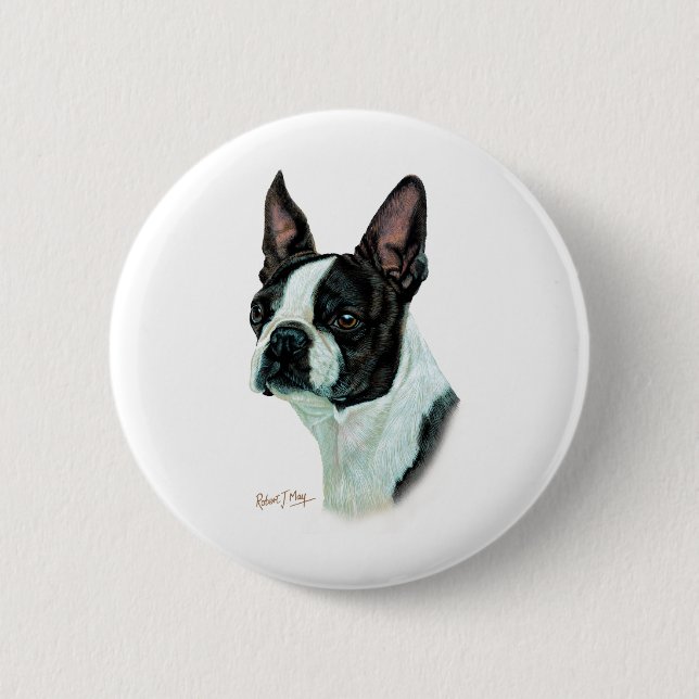 Boston Terrier 6 Cm Round Badge (Front)