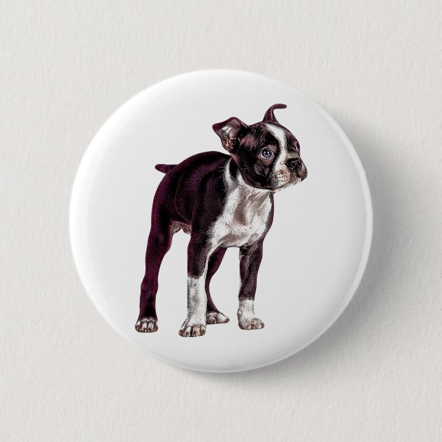 Boston Terrier 6 Cm Round Badge (Front)